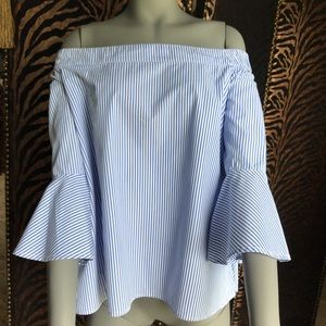 Blue and white blouse